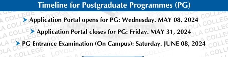 Loyola College PG Admission 2024-25 Last Date