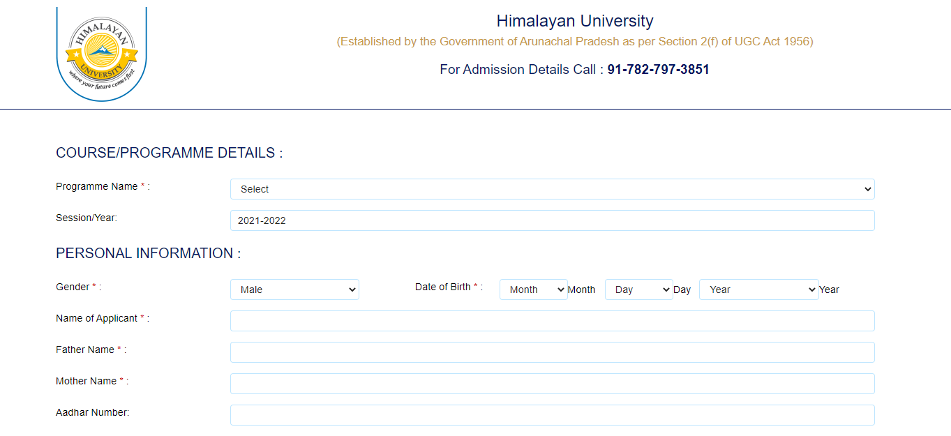 Himalayan University Application Form