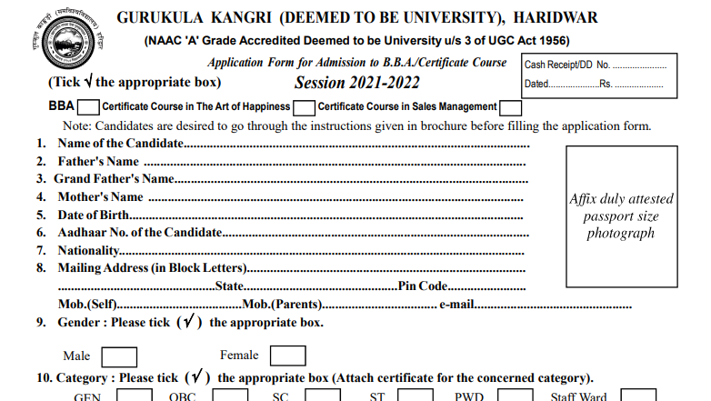 gurukul kangri phd application form 2023