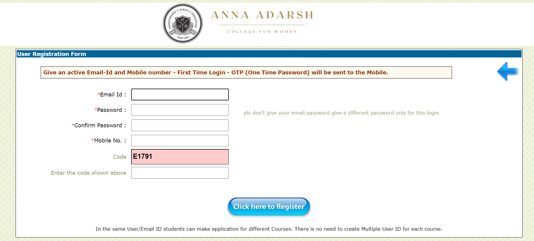 anna adarsh college online application form 2023