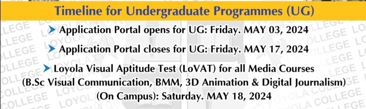 Loyola College UG Admission 2024-25 Last Date