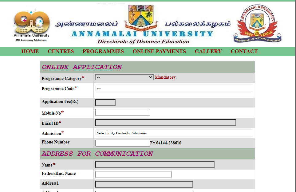 admission for annamalai university distance education