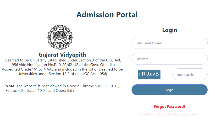 Gujarat Vidyapith University Admission