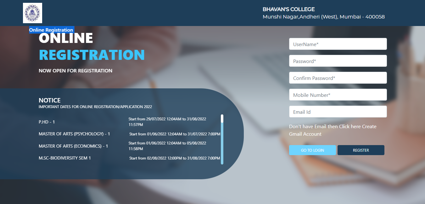 Bhavans College Admission Form